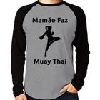 Camiseta Raglan Mamãe Faz Muay Thai Manga Longa - Foca na Moda