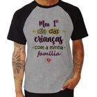 Camiseta Raglan Meu primeiro dia das crianças (rosa) - Foca na Moda