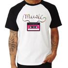 Camiseta Raglan Music Cassete Retrô - Foca na Moda