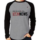 Camiseta Raglan Não era amor, era... fake news Manga Longa - Foca na Moda