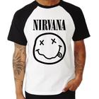 Camiseta Raglan Nirvana Kurt Cobain Coleção Rock 4