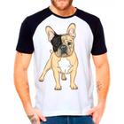 Camiseta Raglan Pet Dog Buldogue Francês Branca Masculina05