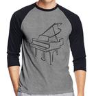 Camiseta Raglan Piano Manga 3/4 - Foca na Moda