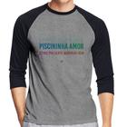 Camiseta Raglan Piscininha amor, ótimo pra gente namorar hein Manga 3/4 - Foca na Moda