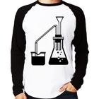 Camiseta Raglan Química Erlenmeyer e Bequer Manga Longa - Foca na Moda