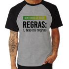 Camiseta Raglan Regras: Não há regras - Foca na Moda