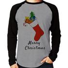 Camiseta Raglan Socket Merry Christmas Manga Longa - Foca na Moda