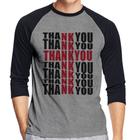 Camiseta Raglan Thank You Cruz Manga 3/4 - Foca na Moda