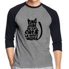 Camiseta Raglan Time spend with cats is never wasted Manga 3/4 - Foca na Moda