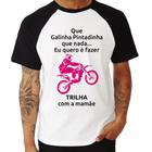 Camiseta Raglan Trilha com a mamãe (moto rosa) - Foca na Moda