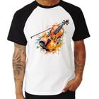 Camiseta Raglan Violino Watercolor - Foca na Moda