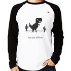 Camiseta Raglan You are offline Manga Longa - Foca na Moda