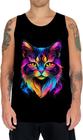 Camiseta Regata de Gatinho Colorido Neon Vetor 2