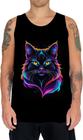 Camiseta Regata de Gatinho Colorido Neon Vetor 4