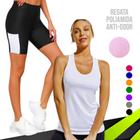 Camiseta REGATA Dry Fit MALHA FRIA POLIAMIDA + SHORT Leg Legging COM BOLSOS Conjunto Fitness 552 - Iron