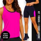 Camiseta Regata Dry Fit MALHA FRIA POLIAMIDA + Short Leg Legging REDINHA Conjunto Fitness 549 - Iron