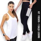 Camiseta REGATA DRY FIT Tecido Furadinho + Calça LEG LEGGING BOLSOS Conjunto Fitness Feminino 632