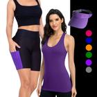 Camiseta REGATA DRY Tecido Furadinho + SHORT Legging COM BOLSOS + VISEIRA DRY Conjunto Fitness 1004 - Iron