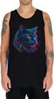 Camiseta Regata Estampada T-shirt Face Gato Neon Felino 3