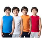 Camiseta Regata Infantil Menino Algodão Kit com 4