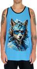 Camiseta Regata Tshirt Animais Óculos Lobo Fone Moderno 1