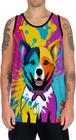 Camiseta Regata Tshirt Estampa Cachorro Pop Art Colorido 