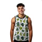 Camiseta Regata Verão Estilo Moda Praia Aliens Monstro Cartoon Verde 1773