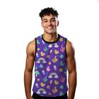 Camiseta Regata Verão Estilo Moda Praia Arco-Íris Cartoon Pato Arte 989