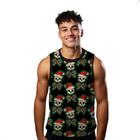 Camiseta Regata Verão Estilo Moda Praia Caveiras Natal Doce Bengala Vermelho 835