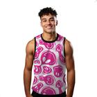 Camiseta Regata Verão Estilo Moda Praia Emojis Cartoon Feliz Pink Rosa 946