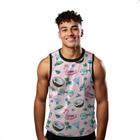 Camiseta Regata Verão Estilo Moda Praia Flamingo Arte Coco Drink 1048