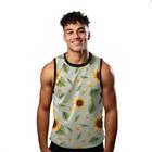 Camiseta Regata Verão Estilo Moda Praia Flores Girassol Folhas Arte Natureza 1428