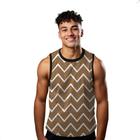 Camiseta Regata Verão Estilo Moda Praia Listras Zig Zag White 1576