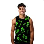 Camiseta Regata Verão Estilo Moda Praia Toxic Caveira Neon Verde 884