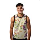 Camiseta Regata Verão Estilo Moda Praia Tucano Penas Cartoon Colorido 1863