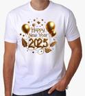 Camiseta Reveion Reveillon Ano Novo Branco 2025 Balão