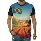 Camiseta Roça Brasileira Vida Rural Estrada Terra Bandeira