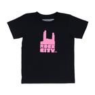 Camiseta Rock City Logo Infanto Preto/Rosa