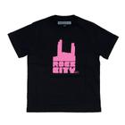 Camiseta Rock City Logo Juvenil Preto/Rosa