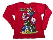 Camiseta Super Mario Bross Blusa Manga Longa Blusa de Frio Infantil Maj656 BM