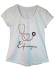 Camiseta t-shirt adulta feminina bordada enfermagem