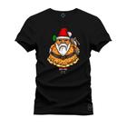 Camiseta T-Shirt Algodão Premium 30.1 Papai Noel Pizza