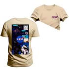 Camiseta T-Shirt Algodão Premium Estampada Banner Spacial Frente Costas