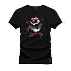 Camiseta T-Shirt Algodão Premium Estampada Panda Bombado