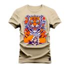 Camiseta T-Shirt Algodão Premium Estampada Tigre Pensando