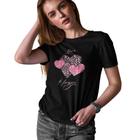 Camiseta T-Shirt Baby Look Feminina Algodão Love Corações