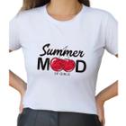 Camiseta T Shirt Branco Feminina Tendencia Cerejas ( Summer Mood)