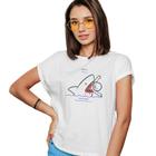 Camiseta T-Shirt Feminina Algodão Estampada Tubarão Frase