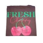 Camiseta T-shirt Feminina Plus Size Tendência Cherry Viscolycra Cor Marrom Tamanho Plus Size Veste Entre” 48/54