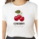 Camiseta T Shirt Off White Feminina Tendencia Cerejas ( Cherry Barry Days)